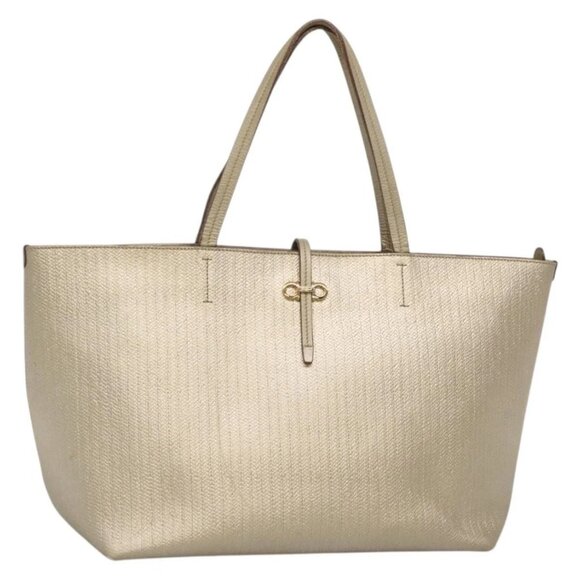 Salvatore Ferragamo Gancini Tote Bag Leather Gold Auth - Picture 2 of 16